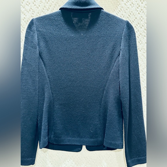 Vintage ST JOHN Collection by Marie Gray Knit Blazer w/Logo Zipper in Navy SZ 6 - Picture 6 of 6